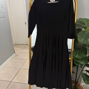 Coldwater Creek Black Midi Dress with Pleated Skirt